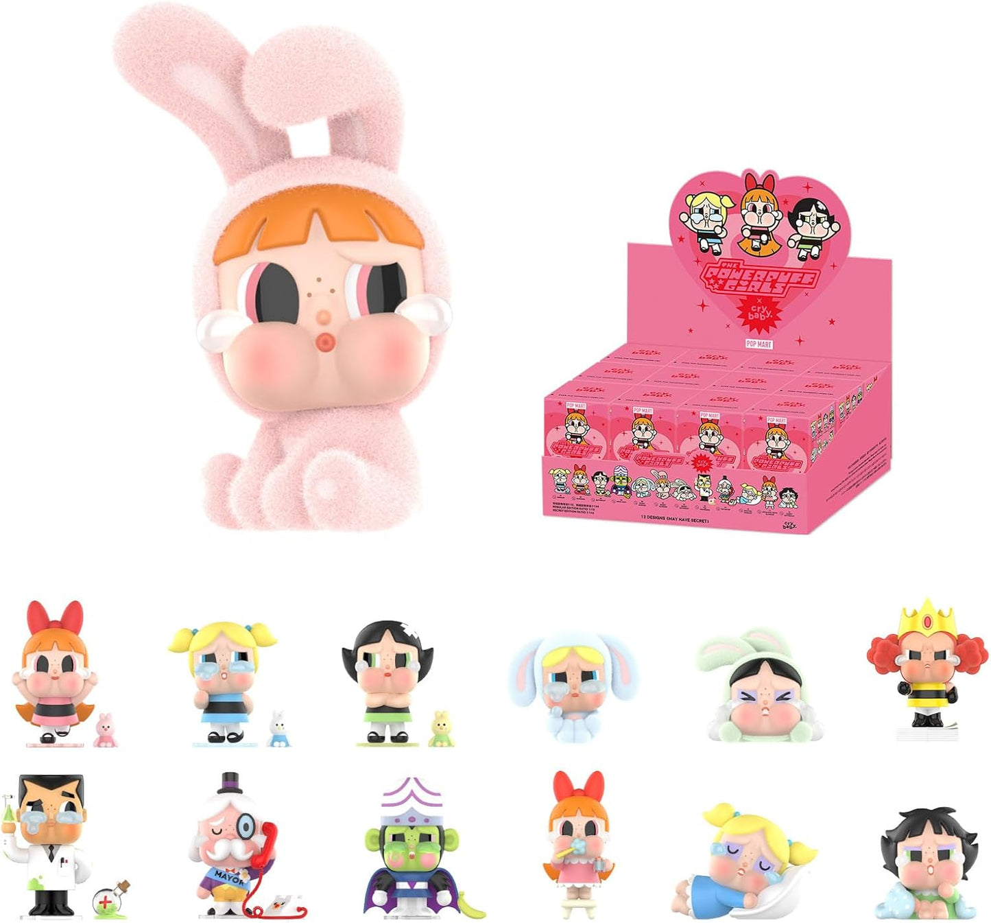 POP MART Crybaby x Powerpuff Girls Series Figures, Crybaby Blind Box Figures, Random Design Action Figures Collectible Toys Home Decorations, Holiday Birthday Gifts for Girls and Boys, Single Box