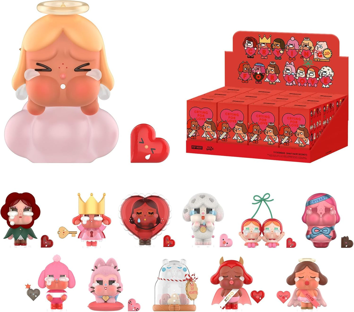 POP MART Crybaby Crying for Love Series Figures, Blind Box Figures, Random Design Action Figures Collectible Toys Home Decorations, Single Box