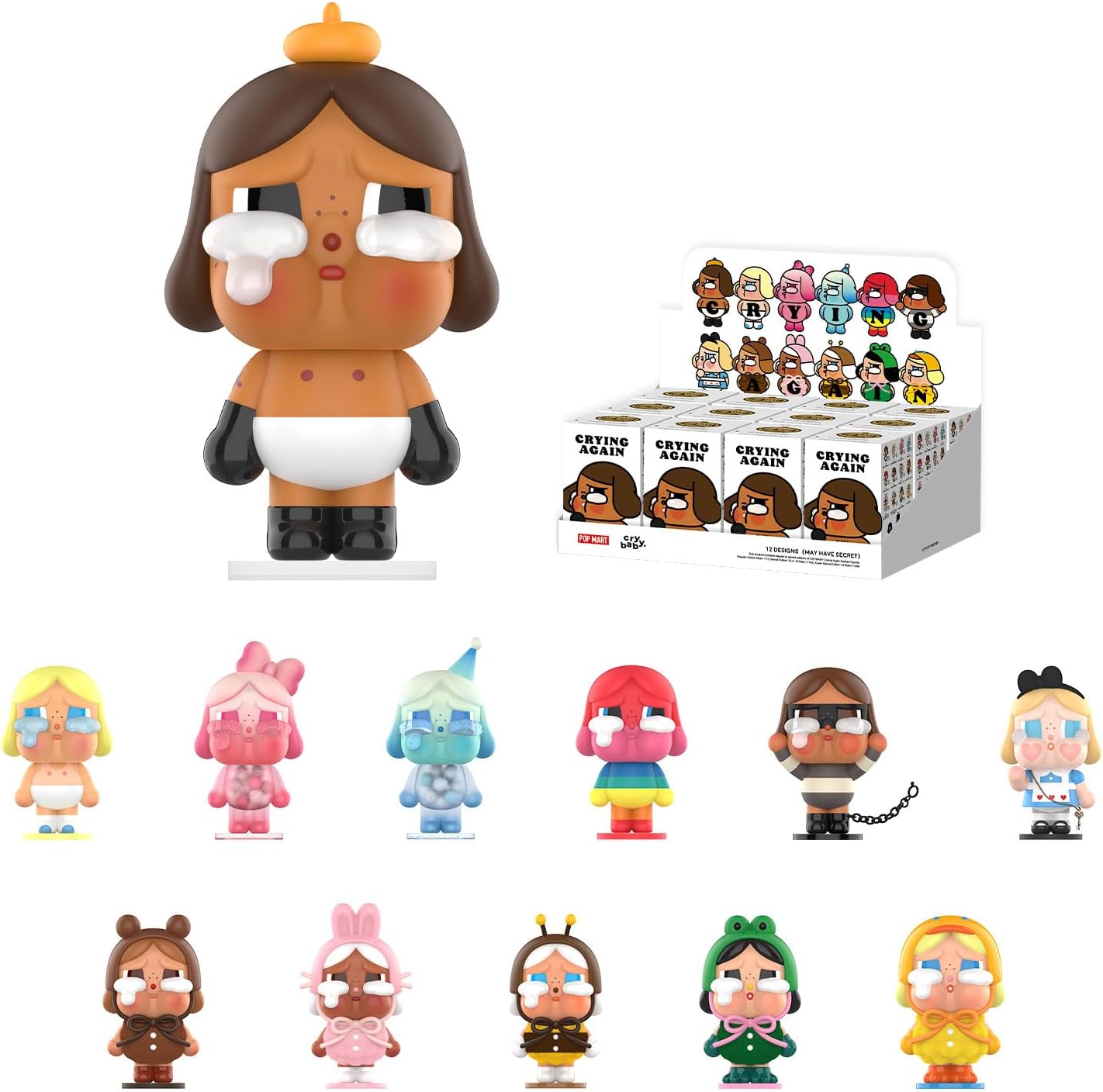 POP MART Crybaby Crying Again Series Figures, Crybaby Blind Box Figures, Random Design Action Figures Collectible Toys Home Decorations, Holiday Birthday Gifts, Single Box