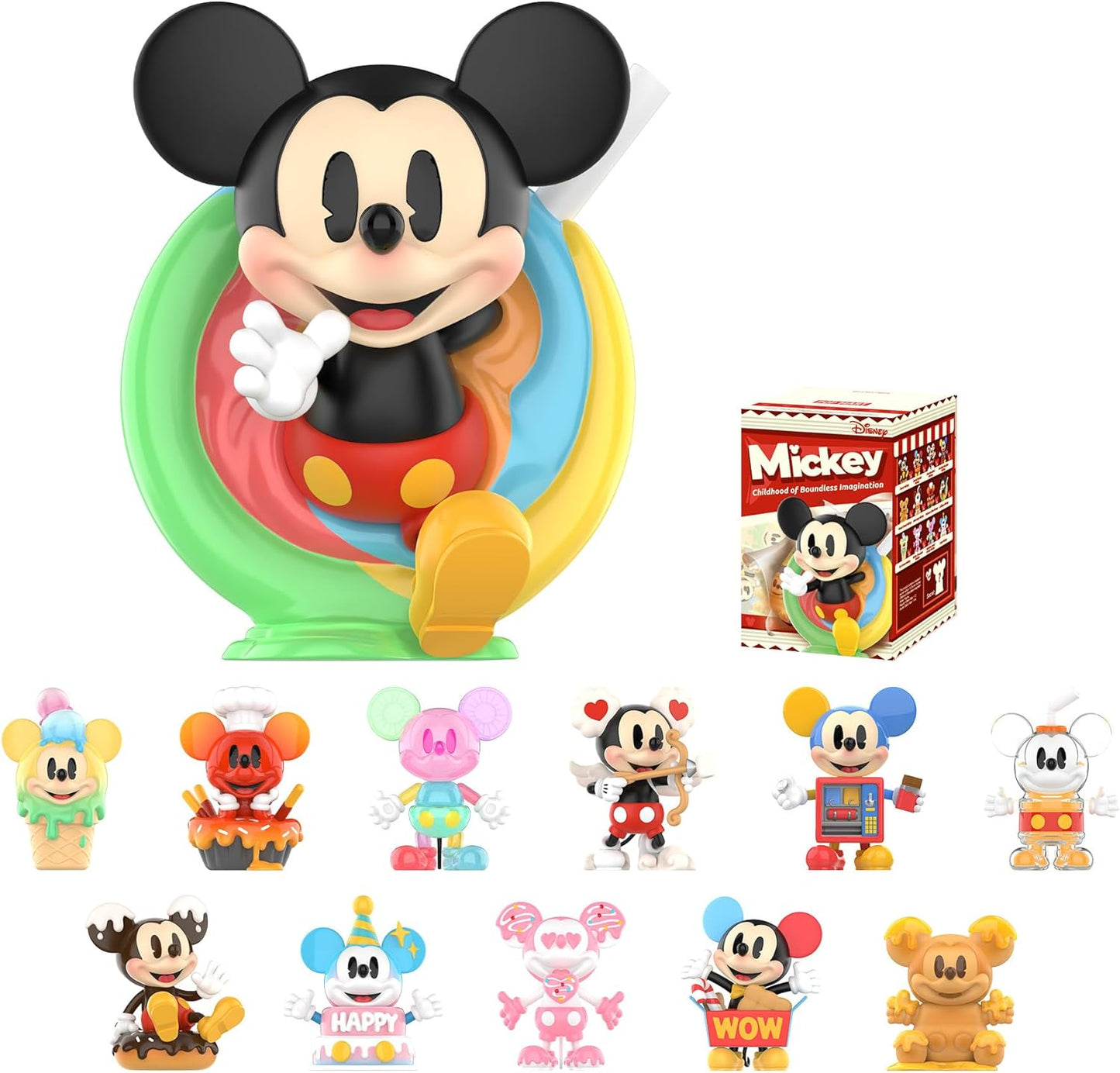 POP MART Disney Mickey Childhood of Boundless Imagination Blind Box Figures, Disney Mickey Random Design Action Figures Collectible Toys Home Decorations, Single Box
