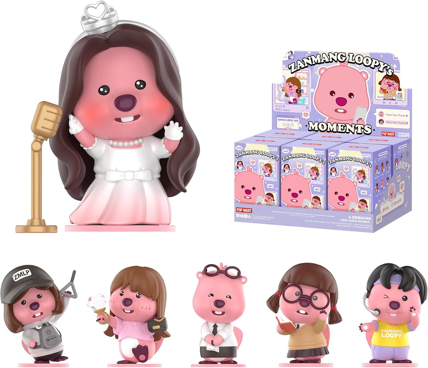 POP MART ZANMANGLOOPY's Moments Series Figures, Blind Box Figures, Random Design Action Figures Collectible Toys Home Decorations, Holiday Birthday Gifts, Single Box