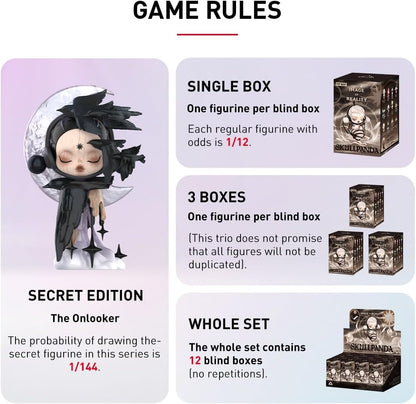 POP MART SKULLPANDA Image Of Reality Series Figures, SKULLPANDA Blind Box Figures, Random Design Action Figures Collectible Toys Home Decorations, Holiday Birthday Gifts for Girls and Boys, Single Box