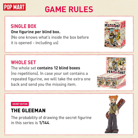 POP MART Peach Riot Rise Up Series Figures, Peach Riot Blind Box Figures, Random Design Action Figures Collectible Toys Home Decorations, Holiday Birthday Gifts for Boys and Girls, Single Box