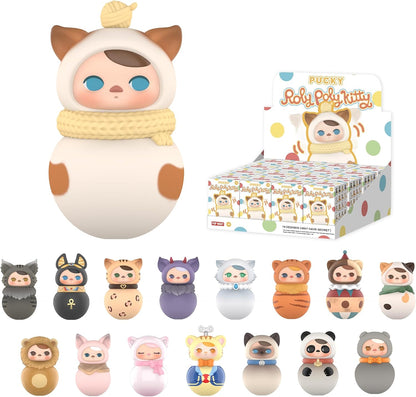 POP MART PUCKY Roly-Poly Kitty Series Figures, PUCKY Blind Box Figures, Random Design Action Figures Collectible Toys Home Decorations, Holiday Birthday Gifts, Single Box