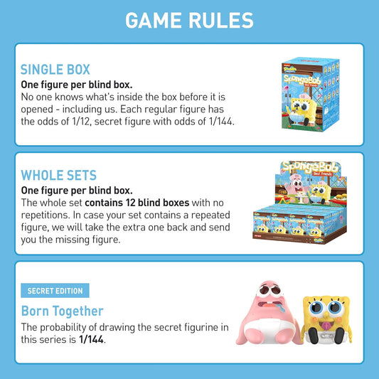POP MART Spongebob Best Friends Series Figures, Spongebob Blind Box Figures, Random Design Action Figures Collectible Toys Home Decorations, Holiday Birthday Gifts for Girls and Boys, Single Box
