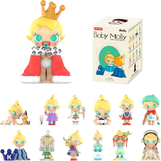 POP MART Baby Molly When I was Three！Series Figures, Baby Molly Blind Box Figures, Random Design Action Figures Collectible Toys Home Decorations, Holiday Birthday Gifts for Girls and Boys, Single Box