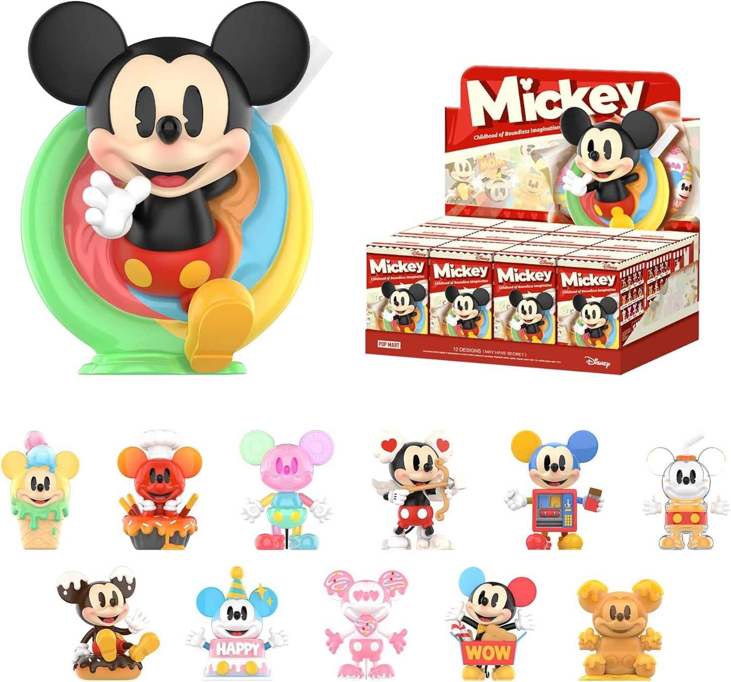 POP MART Disney Mickey Childhood of Boundless Imagination Blind Box Figures, Disney Mickey Random Design Action Figures Collectible Toys Home Decorations, Single Box