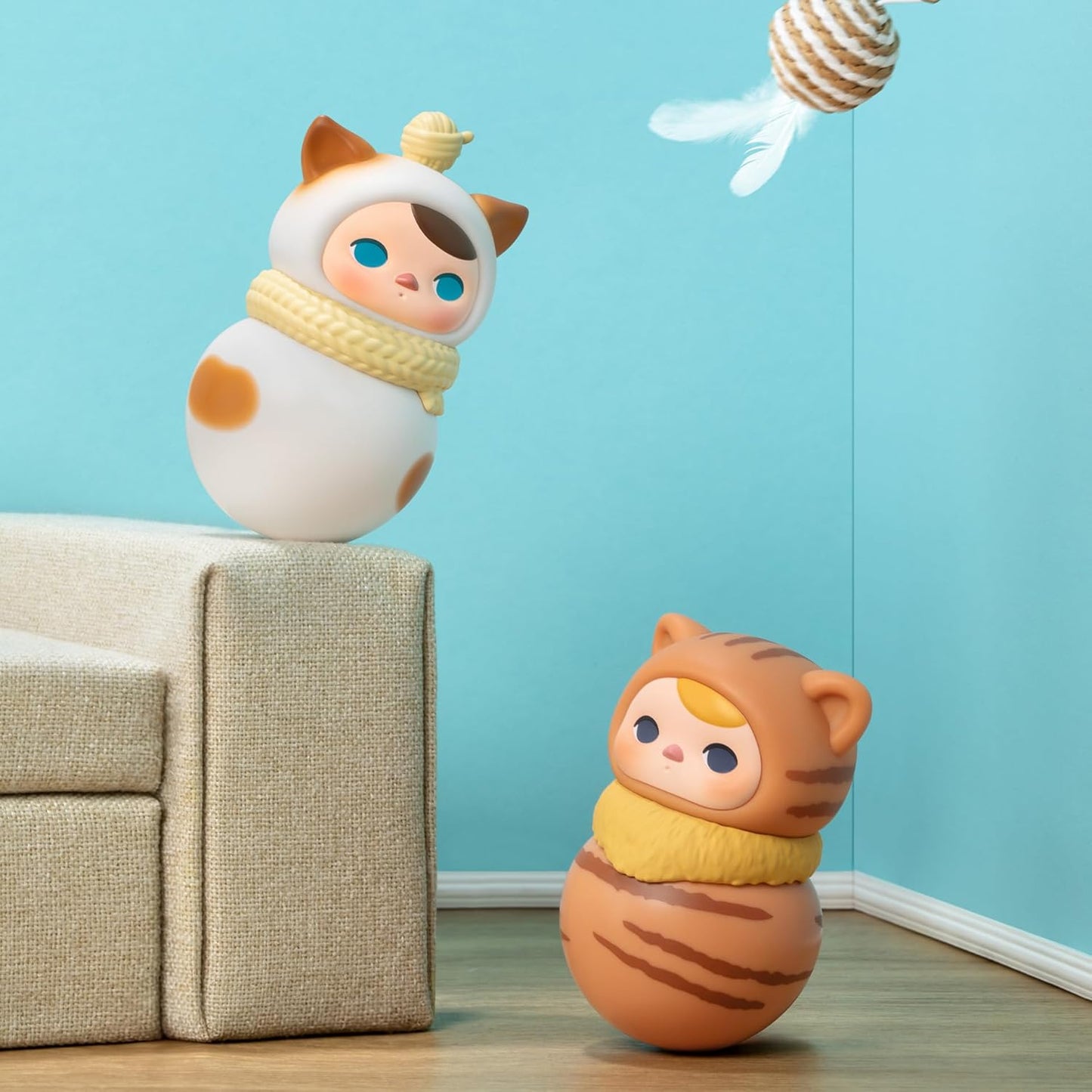 POP MART PUCKY Roly-Poly Kitty Series Figures, PUCKY Blind Box Figures, Random Design Action Figures Collectible Toys Home Decorations, Holiday Birthday Gifts, Single Box