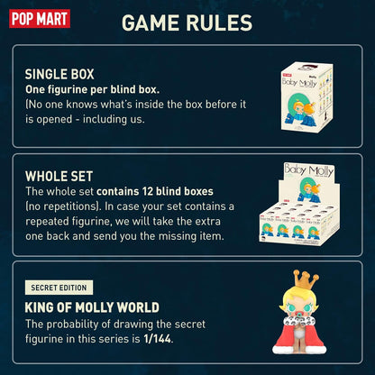 POP MART Baby Molly When I was Three！Series Figures, Baby Molly Blind Box Figures, Random Design Action Figures Collectible Toys Home Decorations, Holiday Birthday Gifts for Girls and Boys, Single Box