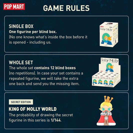 POP MART Baby Molly When I was Three！Series Figures, Baby Molly Blind Box Figures, Random Design Action Figures Collectible Toys Home Decorations, Holiday Birthday Gifts for Girls and Boys, Single Box