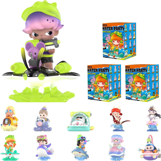 POP MART Water Party Blind Box Figures, Random Design Toys for Modern Home Decor, Collectible Toy Set for Desk Accessories, 3PC