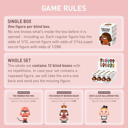 POP MART Crybaby Crying Again Series Figures, Crybaby Blind Box Figures, Random Design Action Figures Collectible Toys Home Decorations, Holiday Birthday Gifts, Single Box