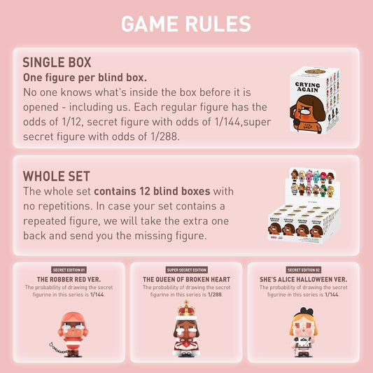 POP MART Crybaby Crying Again Series Figures, Crybaby Blind Box Figures, Random Design Action Figures Collectible Toys Home Decorations, Holiday Birthday Gifts, Single Box