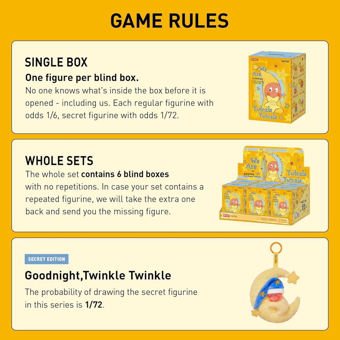 POP MART Twinkle Twinkle Series-Plush Pendant Blind Box Action Figure, Random Design, Potential Secret Edition
