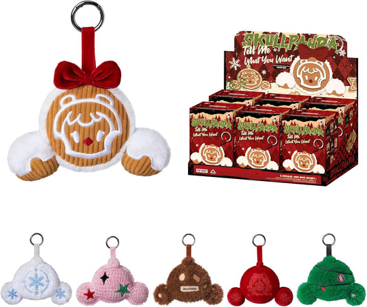 POP MART SKULLPANDA Wishing Time Series Plush Pendant, 6PCs Blind Box Figures, Random Design Action Figures Collectible Toys Home Decorations, Holiday Birthday Gifts, Whole Set