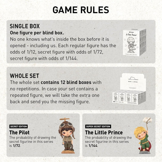 POP MART Hirono×Le Petit Prince Series Figures, Blind Box Figures, Random Design Action Figures Collectible Toys Home Decorations, Holiday Birthday Gifts, Single Box