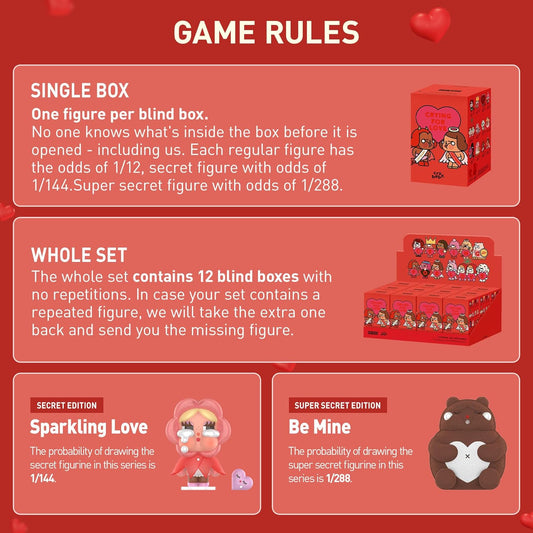 POP MART Crybaby Crying for Love Series Figures, Blind Box Figures, Random Design Action Figures Collectible Toys Home Decorations, Single Box